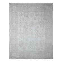 Load image into Gallery viewer, 8&#39;10&quot;x11&#39;6&quot; Huntington White, Wool Weft with Rural All Over Motifs Design, Vegetable Dyes, Hand Knotted, Afghan Angora Oushak, Oriental Rug FWR535608