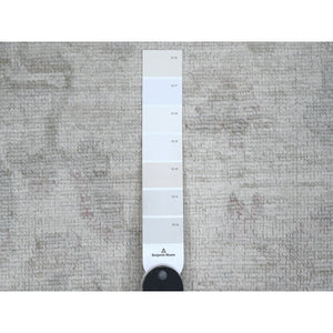 8'10"x11'6" Huntington White, Wool Weft with Rural All Over Motifs Design, Vegetable Dyes, Hand Knotted, Afghan Angora Oushak, Oriental Rug FWR535608