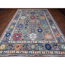 Load image into Gallery viewer, 8&#39;10&quot;x11&#39;7&quot; Perfect Gray, Wool Foundation, All Over Colorful Rural Elements, Afghan Natural Dyes, Hand Knotted Soft Pile, Angora Oushak, Oriental Rug FWR535614