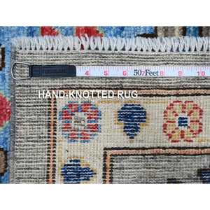 8'10"x11'7" Perfect Gray, Wool Foundation, All Over Colorful Rural Elements, Afghan Natural Dyes, Hand Knotted Soft Pile, Angora Oushak, Oriental Rug FWR535614