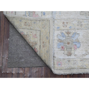 5'9"x8'9" Night White, Wool Weft With Natural Dyes, Hand Knotted, Afghan Angora Oushak, All Over Tribal Floral Design, Oriental Rug FWR535710