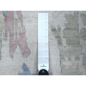5'9"x8'9" Night White, Wool Weft With Natural Dyes, Hand Knotted, Afghan Angora Oushak, All Over Tribal Floral Design, Oriental Rug FWR535710