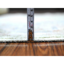 Load image into Gallery viewer, 4&#39;x10&#39;1&quot; Asparagus Green, Wool Weft, Hand Knotted, Tribal Flower Medallions All Over Design, Vegetable Dyes, Afghan Angora Oushak, Wide Gallery Runner Oriental Rug FWR535734