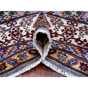 10'x10' Blue Gray, Hand Knotted Vegetable Dyes, Afghan Super Kazak With All Over Geometric Design, Pure Wool, Square Oriental Rug FWR535770