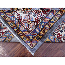Load image into Gallery viewer, 10&#39;x10&#39; Blue Gray, Hand Knotted Vegetable Dyes, Afghan Super Kazak With All Over Geometric Design, Pure Wool, Square Oriental Rug FWR535770