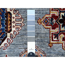 Load image into Gallery viewer, 10&#39;x10&#39; Blue Gray, Hand Knotted Vegetable Dyes, Afghan Super Kazak With All Over Geometric Design, Pure Wool, Square Oriental Rug FWR535770