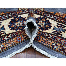 Load image into Gallery viewer, 10&#39;x10&#39; Flower Box Gray With Promenade White, Hand Knotted Afghan Super Kazak, Natural Dyes, Vibrant Wool, Repetitive Medallions, Oriental Square Rug FWR535782