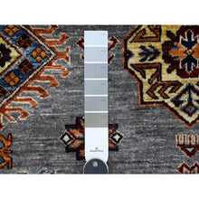 Load image into Gallery viewer, 10&#39;x10&#39; Flower Box Gray With Promenade White, Hand Knotted Afghan Super Kazak, Natural Dyes, Vibrant Wool, Repetitive Medallions, Oriental Square Rug FWR535782