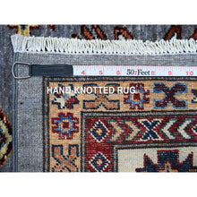 Load image into Gallery viewer, 10&#39;x10&#39; Flower Box Gray With Promenade White, Hand Knotted Afghan Super Kazak, Natural Dyes, Vibrant Wool, Repetitive Medallions, Oriental Square Rug FWR535782