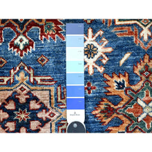 Load image into Gallery viewer, 6&#39;1&quot;x9&#39;3&quot; Cobalt Blue With Ivory Border, Hand Knotted Vegetable Dyes Pure Wool, Afghan All Over Tribal Motifs Super Kazak Oriental Rug FWR535794