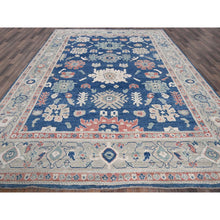 Load image into Gallery viewer, 9&#39;2&quot;x12&#39;1&quot; Navy Blue, Afghan Oushak with Leaf Design, Supple Collection, Soft and Lush Pile, Pure Wool, Densely Woven, Hand Knotted, Oriental Rug FWR5352
