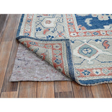 Load image into Gallery viewer, 9&#39;2&quot;x12&#39;1&quot; Navy Blue, Afghan Oushak with Leaf Design, Supple Collection, Soft and Lush Pile, Pure Wool, Densely Woven, Hand Knotted, Oriental Rug FWR5352