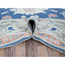 Load image into Gallery viewer, 9&#39;2&quot;x12&#39;1&quot; Navy Blue, Afghan Oushak with Leaf Design, Supple Collection, Soft and Lush Pile, Pure Wool, Densely Woven, Hand Knotted, Oriental Rug FWR5352