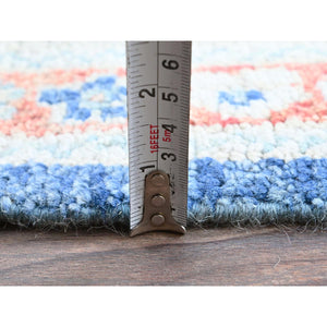 9'2"x12'1" Navy Blue, Afghan Oushak with Leaf Design, Supple Collection, Soft and Lush Pile, Pure Wool, Densely Woven, Hand Knotted, Oriental Rug FWR5352