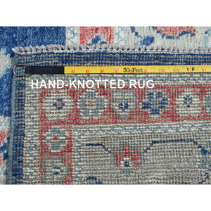 9'2"x12'1" Navy Blue, Afghan Oushak with Leaf Design, Supple Collection, Soft and Lush Pile, Pure Wool, Densely Woven, Hand Knotted, Oriental Rug FWR5352