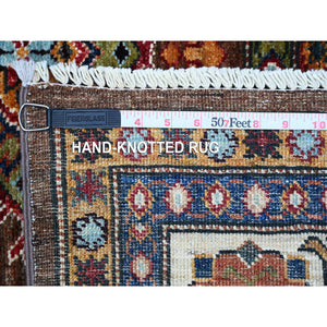 6'x8'10" Sepia Brown, Vegetable Dyes Hand Knotted, Velvety Wool, Afghan Geometric Pattern All Over Super Kazak Oriental Rug FWR535800