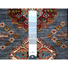 Load image into Gallery viewer, 2&#39;7&quot;x8&#39;4&quot; Thundercloud Gray And Classic White, Hand Knotted Afghan Super Kazak, Vegetable Dyes, All Over Medallions, All Wool, Runner Oriental Rug FWR535830