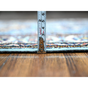 2'7"x8'4" Thundercloud Gray And Classic White, Hand Knotted Afghan Super Kazak, Vegetable Dyes, All Over Medallions, All Wool, Runner Oriental Rug FWR535830