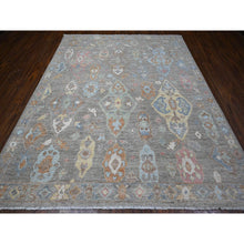 Load image into Gallery viewer, 8&#39;x9&#39;8&quot; Anvil Gray, Natural Dyes, Hand Knotted, Afghan Angora Oushak, Rural Elements All Over Design, Extra Soft Wool Weft, Oriental Rug FWR535908