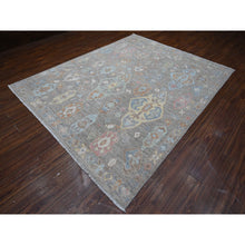Load image into Gallery viewer, 8&#39;x9&#39;8&quot; Anvil Gray, Natural Dyes, Hand Knotted, Afghan Angora Oushak, Rural Elements All Over Design, Extra Soft Wool Weft, Oriental Rug FWR535908