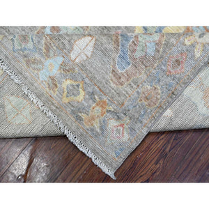 8'x9'8" Anvil Gray, Natural Dyes, Hand Knotted, Afghan Angora Oushak, Rural Elements All Over Design, Extra Soft Wool Weft, Oriental Rug FWR535908