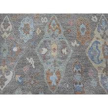 Load image into Gallery viewer, 8&#39;x9&#39;8&quot; Anvil Gray, Natural Dyes, Hand Knotted, Afghan Angora Oushak, Rural Elements All Over Design, Extra Soft Wool Weft, Oriental Rug FWR535908