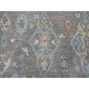 8'x9'8" Anvil Gray, Natural Dyes, Hand Knotted, Afghan Angora Oushak, Rural Elements All Over Design, Extra Soft Wool Weft, Oriental Rug FWR535908