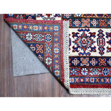 Load image into Gallery viewer, 9&#39;1&quot;x11&#39;9&quot; Crimson Red, Afghan Super Kazak With Geometric Medallions Design, Hand Knotted, Pure Wool, Vegetable Dyes, Oriental Rug FWR535962