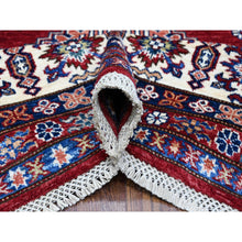 Load image into Gallery viewer, 9&#39;1&quot;x11&#39;9&quot; Crimson Red, Afghan Super Kazak With Geometric Medallions Design, Hand Knotted, Pure Wool, Vegetable Dyes, Oriental Rug FWR535962