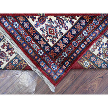 Load image into Gallery viewer, 9&#39;1&quot;x11&#39;9&quot; Crimson Red, Afghan Super Kazak With Geometric Medallions Design, Hand Knotted, Pure Wool, Vegetable Dyes, Oriental Rug FWR535962