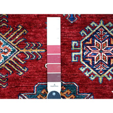 Load image into Gallery viewer, 9&#39;1&quot;x11&#39;9&quot; Crimson Red, Afghan Super Kazak With Geometric Medallions Design, Hand Knotted, Pure Wool, Vegetable Dyes, Oriental Rug FWR535962