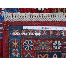Load image into Gallery viewer, 9&#39;1&quot;x11&#39;9&quot; Crimson Red, Afghan Super Kazak With Geometric Medallions Design, Hand Knotted, Pure Wool, Vegetable Dyes, Oriental Rug FWR535962