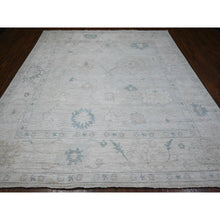 Load image into Gallery viewer, 10&#39;x10&#39; Silver Gray, Hand Knotted With Wool Weft, Vegetable Dyes, Afghan Angora Oushak, Village Flower And Leaf Pattern All Over, Square Oriental Rug FWR535980