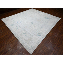 Load image into Gallery viewer, 10&#39;x10&#39; Silver Gray, Hand Knotted With Wool Weft, Vegetable Dyes, Afghan Angora Oushak, Village Flower And Leaf Pattern All Over, Square Oriental Rug FWR535980