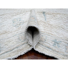 Load image into Gallery viewer, 10&#39;x10&#39; Silver Gray, Hand Knotted With Wool Weft, Vegetable Dyes, Afghan Angora Oushak, Village Flower And Leaf Pattern All Over, Square Oriental Rug FWR535980