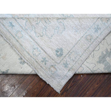 Load image into Gallery viewer, 10&#39;x10&#39; Silver Gray, Hand Knotted With Wool Weft, Vegetable Dyes, Afghan Angora Oushak, Village Flower And Leaf Pattern All Over, Square Oriental Rug FWR535980