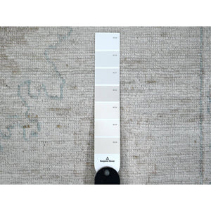 10'x10' Silver Gray, Hand Knotted With Wool Weft, Vegetable Dyes, Afghan Angora Oushak, Village Flower And Leaf Pattern All Over, Square Oriental Rug FWR535980