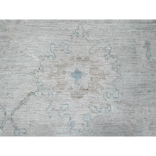 Load image into Gallery viewer, 10&#39;x10&#39; Silver Gray, Hand Knotted With Wool Weft, Vegetable Dyes, Afghan Angora Oushak, Village Flower And Leaf Pattern All Over, Square Oriental Rug FWR535980