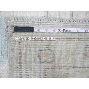 10'x10' Silver Gray, Hand Knotted With Wool Weft, Vegetable Dyes, Afghan Angora Oushak, Village Flower And Leaf Pattern All Over, Square Oriental Rug FWR535980