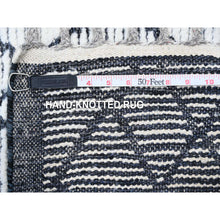 Load image into Gallery viewer, 9&#39;1&quot;x12&#39;4&quot; Spare White And Shingle Gray, Moroccan Weave Marmoucha With All Over Criss Cross Pattern, Hand Knotted Tone On Tone Natural Dyes, 100% Wool, Oriental Rug FWR536004