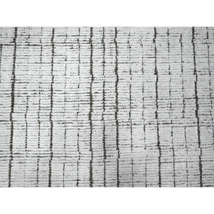 12'2"x15'9" Gesso White, Beni Ourain Moroccan Weave, Vegetable Dyes, Hand Knotted Vertical Line Pattern, Extra Soft Wool, Oversized Oriental Rug FWR536010