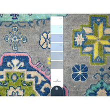 Load image into Gallery viewer, 4&#39;6&quot;x6&#39;8&quot; Old Silver Gray, All Over Colorful Caucasian Design, Hand Knotted, Soft And Shiny Wool, Fusion Kazak, Oriental Rug FWR536022