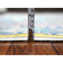 Load image into Gallery viewer, 4&#39;6&quot;x6&#39;8&quot; Old Silver Gray, All Over Colorful Caucasian Design, Hand Knotted, Soft And Shiny Wool, Fusion Kazak, Oriental Rug FWR536022