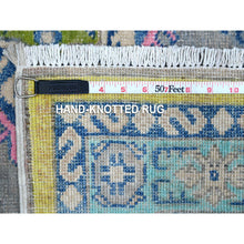 Load image into Gallery viewer, 4&#39;6&quot;x6&#39;8&quot; Old Silver Gray, All Over Colorful Caucasian Design, Hand Knotted, Soft And Shiny Wool, Fusion Kazak, Oriental Rug FWR536022