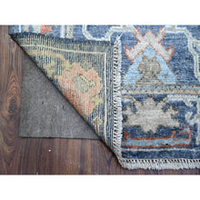 Load image into Gallery viewer, 2&#39;7&quot;x16&#39; Denim Blue, Afghan Angora Oushak With Colorful Village Elements All Over, Hand Knotted, Natural Dyes, Wool Weft, Xl Runner Oriental Rug FWR536094