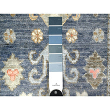 Load image into Gallery viewer, 2&#39;7&quot;x16&#39; Denim Blue, Afghan Angora Oushak With Colorful Village Elements All Over, Hand Knotted, Natural Dyes, Wool Weft, Xl Runner Oriental Rug FWR536094
