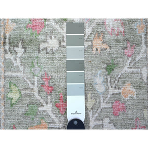 2'7"x11'10" Hunter Green, Extra Soft Wool Weft, Hand Knotted, Vegetable Dyes With Vibrant Willow And Cypress Tree Design, Afghan Angora Oushak, Oriental Runner Rug FWR536100