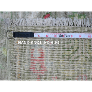 2'7"x11'10" Hunter Green, Extra Soft Wool Weft, Hand Knotted, Vegetable Dyes With Vibrant Willow And Cypress Tree Design, Afghan Angora Oushak, Oriental Runner Rug FWR536100