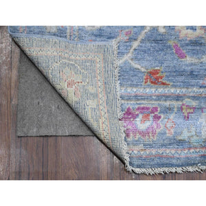 2'9"x15'3" Pacific Blue, Hand Knotted Wool Foundation, Afghan Angora Oushak With Natural Dyes, Rural Medallions All Over Design, Runner Oriental Rug FWR536106