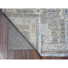 Load image into Gallery viewer, 2&#39;x3&#39; Old Silver Gray, Natural Dyes, Hand Knotted, Wool Weft, Afghan Angora Oushak, Rural Motifs All Over Design, Oriental Mat Rug FWR536166